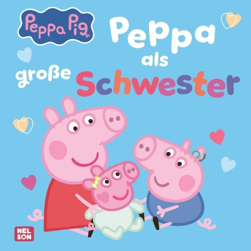 Buchcover und Innenansicht für das Buch: Peppa Wutz Bilderbuch: Peppa als große Schwester