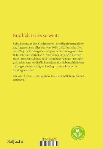 Buchcover und Innenansicht für das Buch: Bobo Siebenschläfer: Viel Spaß im Kindergarten!