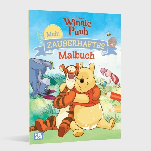 Buchcover und Innenansicht für das Buch: Disney Winnie Puuh: Mein zauberhaftes Malbuch