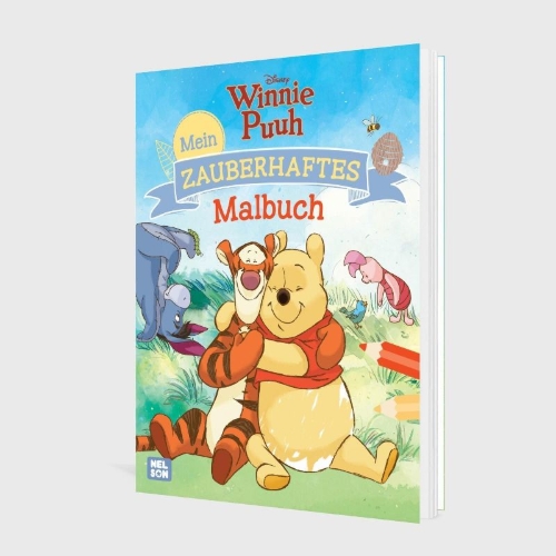 Buchcover und Innenansicht für das Buch: Disney Winnie Puuh: Mein zauberhaftes Malbuch