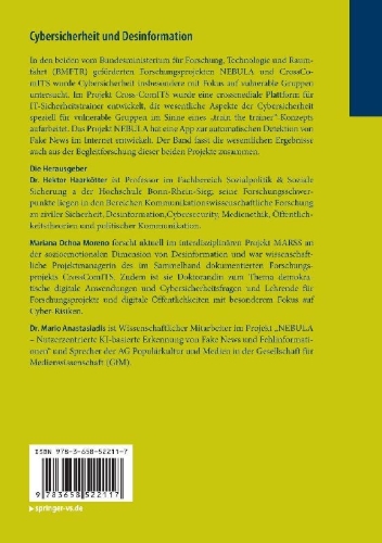 Buchcover und Innenansicht für das Buch: Cybersicherheit und Desinformation