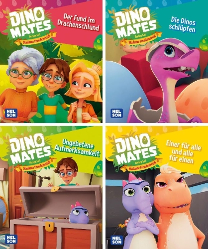 Buchcover und Innenansicht für das Buch: Nelson Mini-Bücher: 4er Dino Mates 1-4