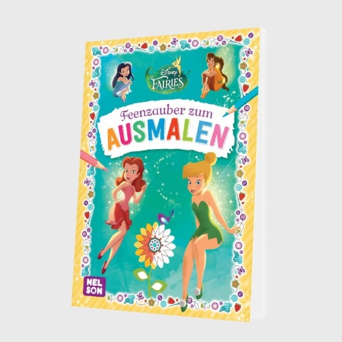 Buchcover und Innenansicht für das Buch: Disney Kreative Beschäftigung: Disney Fairies: Feenzauber zum Ausmalen