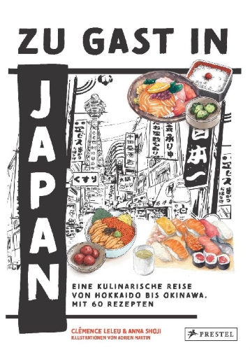 Buchcover und Innenansicht für das Buch: Japan Cantina. Carnet de voyage culinaire pour goûter le Japon du quotidien.