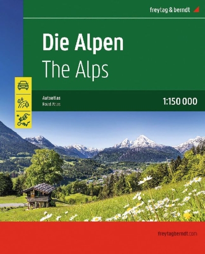 Buchcover und Innenansicht für das Buch: freytag & berndt Autoatlas Die Alpen 1:150.000