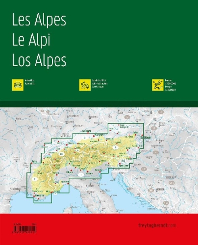 Buchcover und Innenansicht für das Buch: freytag & berndt Autoatlas Die Alpen 1:150.000