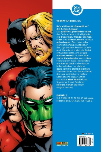 Buchcover und Innenansicht für das Buch: JLA 18-21, 32-33, 43-46, JLA: Secret Files 3
