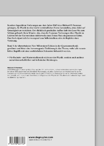 Buchcover und Innenansicht für das Buch: Feynman-Vorlesungen über Physik, Band 5, Quantenmechanik