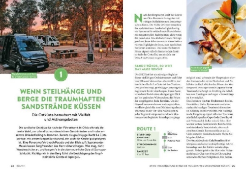 Buchcover und Innenansicht für das Buch: Sardinien mit dem Wohnmobil Die schönsten Routen von Sassari bis Cagliari