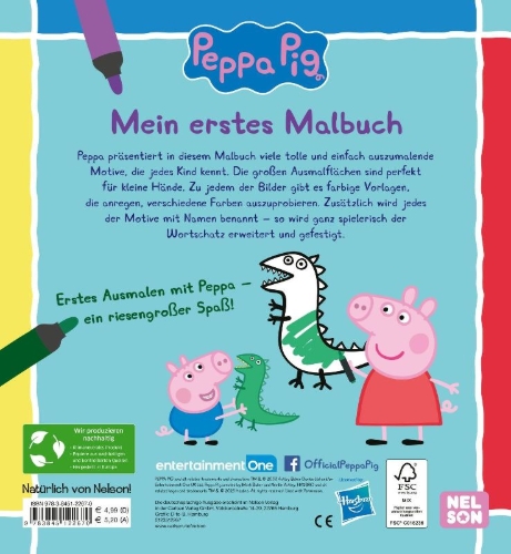 Buchcover und Innenansicht für das Buch: Peppa Wutz Ausmalbilder: Mein erstes Malbuch