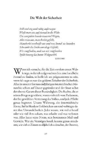 Buchcover und Innenansicht für das Buch: Die Welt von Gestern