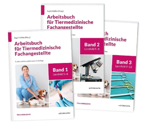Buchcover und Innenansicht für das Buch: Arbeitsbücher für Tiermedizinische Fachangestellte SET