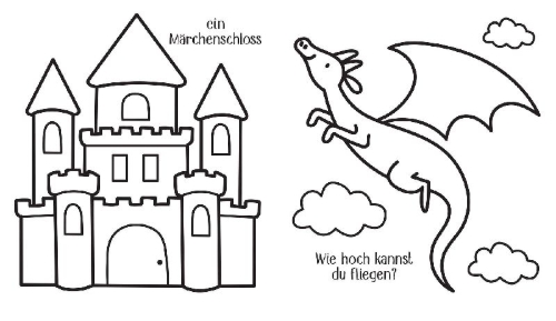 Buchcover und Innenansicht für das Buch: Kleine Kreativ-Werkstatt: Ganz einfach ganz viel ausmalen: Feen und Einhörner