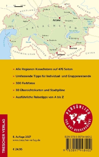 Buchcover und Innenansicht für das Buch: TRESCHER Reiseführer Kasachstan
