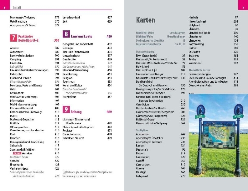 Buchcover und Innenansicht für das Buch: Reise Know-How Reiseführer Wales
