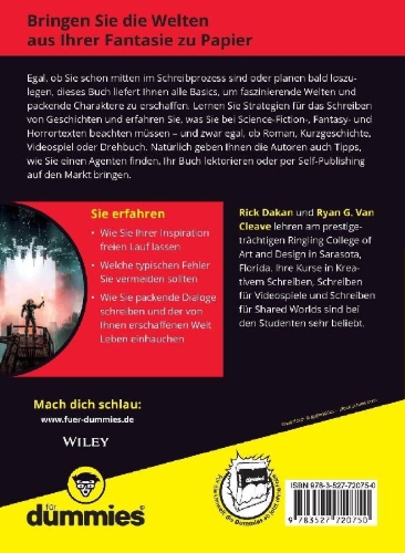 Buchcover und Innenansicht für das Buch: Science-Fiction, Fantasy und Horror schreiben für Dummies