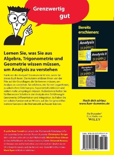Buchcover und Innenansicht für das Buch: Grundlagen der Analysis für Dummies