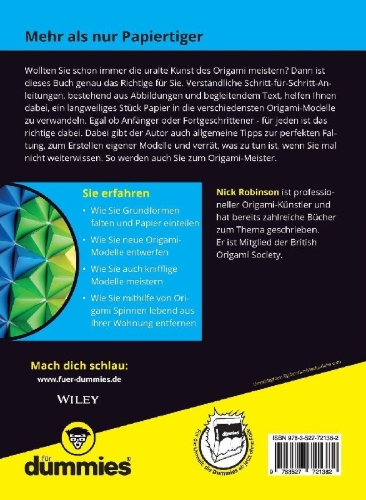Buchcover und Innenansicht für das Buch: Origami für Dummies
