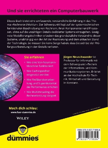Buchcover und Innenansicht für das Buch: Rechnerarchitektur für Dummies. Das Lehrbuch