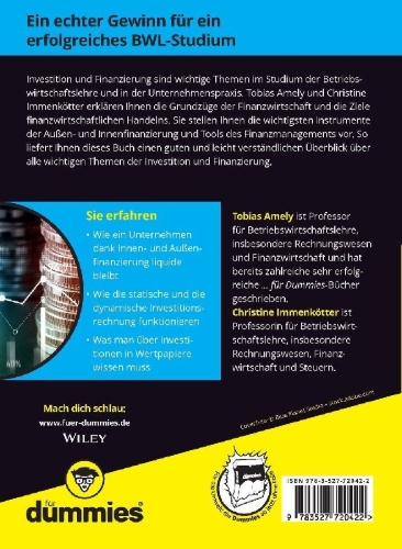 Buchcover und Innenansicht für das Buch: Investition und Finanzierung für Dummies