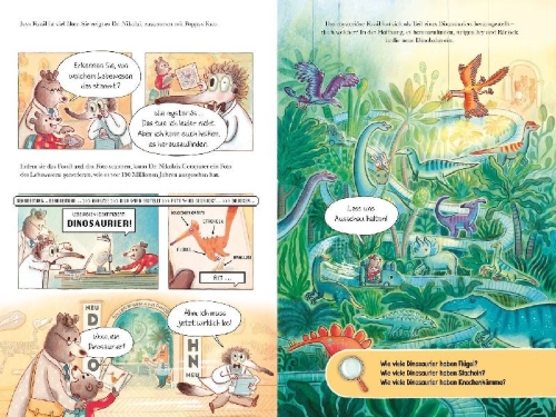 Buchcover und Innenansicht für das Buch: Ivy and Bearlock Holmes: The Mystery of the Dinosaur Fossil