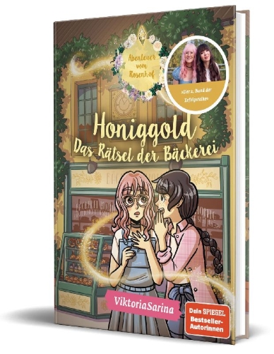 Buchcover und Innenansicht für das Buch: Honiggold - Das Rätsel der Bäckerei