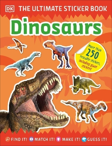 Buchcover und Innenansicht für das Buch: Ultimate Sticker Book Dinosaurs