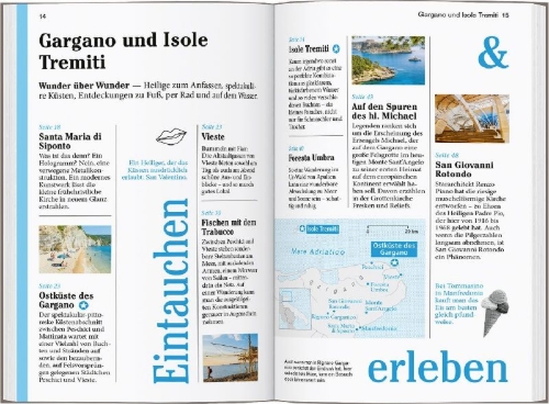 Buchcover und Innenansicht für das Buch: DUMONT Reise-Taschenbuch Reiseführer Apulien