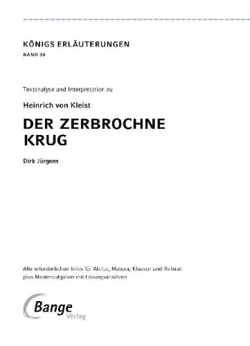 Buchcover und Innenansicht für das Buch: Der zerbrochne Krug von Heinrich von Kleist