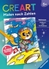 Buchcover und Innenansicht für das Buch: CreArt Malen nach Zahlen ab 5 - Zauberpapier: Weltraum