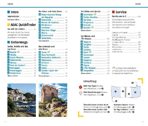 Buchcover und Innenansicht für das Buch: ADAC Reiseführer Korsika