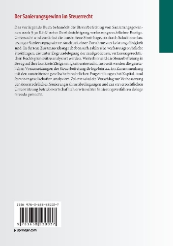 Buchcover und Innenansicht für das Buch: Der Sanierungsgewinn im Steuerrecht