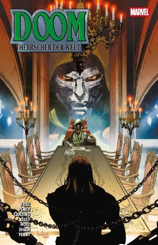 Buchcover und Innenansicht für das Buch: Superior Avengers (2025) 3; Red Hulk (2025) 4; Doctor Strange of Asgard (2025) 4; Thunderbolts: Doomstrike (2025) 4; Doom Academy (2025) 4; Doom's Division (2025) 4