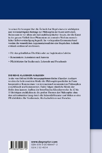 Buchcover und Innenansicht für das Buch: G. W. F. Hegel: Vorlesungen über die Ästhetik