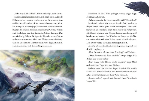 Buchcover und Innenansicht für das Buch: Musse & Helium - I duvjägarnas klor