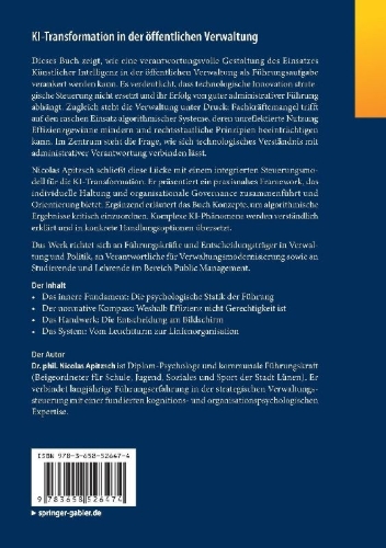 Buchcover und Innenansicht für das Buch: KI-Transformation in der öffentlichen Verwaltung