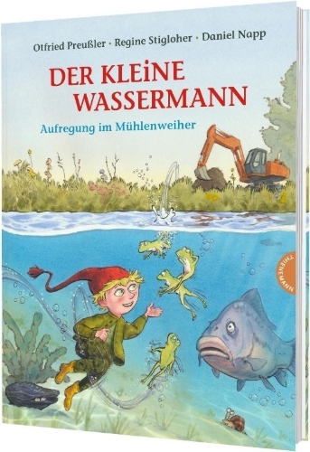 Buchcover und Innenansicht für das Buch: Der kleine Wassermann: Aufregung im Mühlenweiher