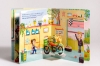 Buchcover und Innenansicht für das Buch: Mein Zauberklappen-Buch - Mach mit in der Autowerkstatt!