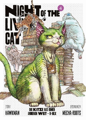 Buchcover und Innenansicht für das Buch: Night of the Living Cat 04 - Die Katze aus einer anderen Welt - D-Rex