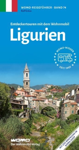 Buchcover und Innenansicht für das Buch: Entdeckertouren mit dem Wohnmobil Ligurien