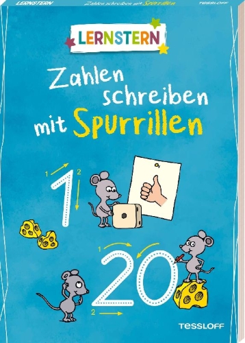 Buchcover und Innenansicht für das Buch: LERNSTERN. Zahlen schreiben mit Spurrillen