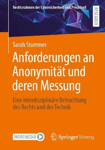 Buchcover und Innenansicht für das Buch: Anforderungen an Anonymität und deren Messung