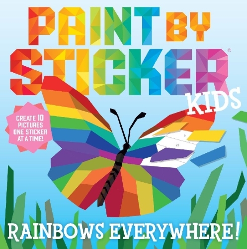Buchcover und Innenansicht für das Buch: Paint by Sticker Kids: Rainbows Everywhere!