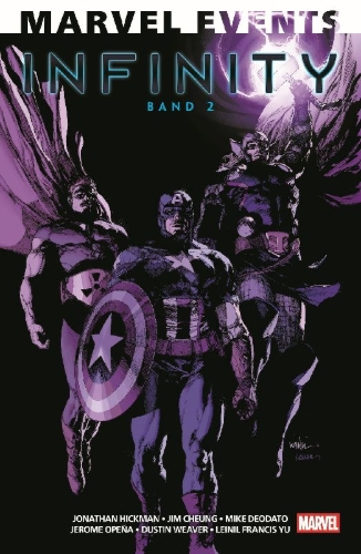 Buchcover und Innenansicht für das Buch: Infinity (2013) #4-#6, Avengers (2013) #21-#23, New Avengers (2013) #11-#12, Infinity: Against the Tide (2013) #1