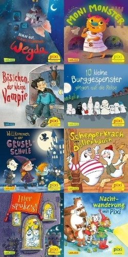 Buchcover und Innenansicht für das Buch: Pixi-8er-Set 312: Pixi in der Geisterbahn (8x1 Exemplar)