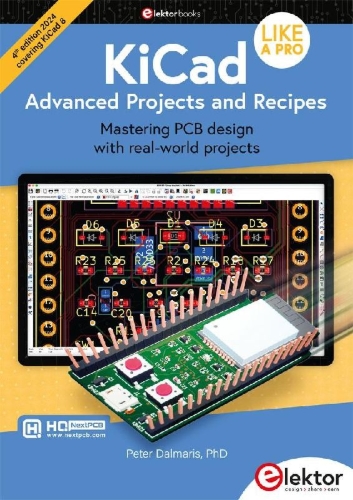 Buchcover und Innenansicht für das Buch: KiCad Like A Pro - Advanced Projects and Recipes