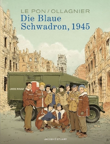 Buchcover und Innenansicht für das Buch: Die Blaue Schwadron, 1945