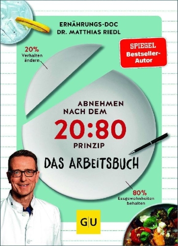 Buchcover und Innenansicht für das Buch: Abnehmen nach dem 20:80-Prinzip - Das Arbeitsbuch