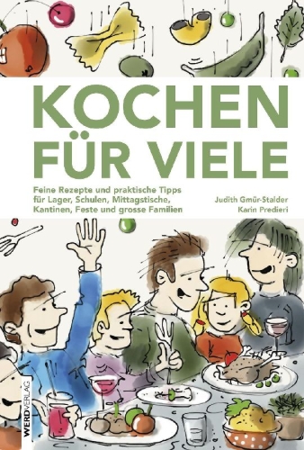 Buchcover und Innenansicht für das Buch: Kochen für viele
