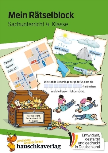Buchcover und Innenansicht für das Buch: Mein Rätselblock Sachunterricht 4. Klasse